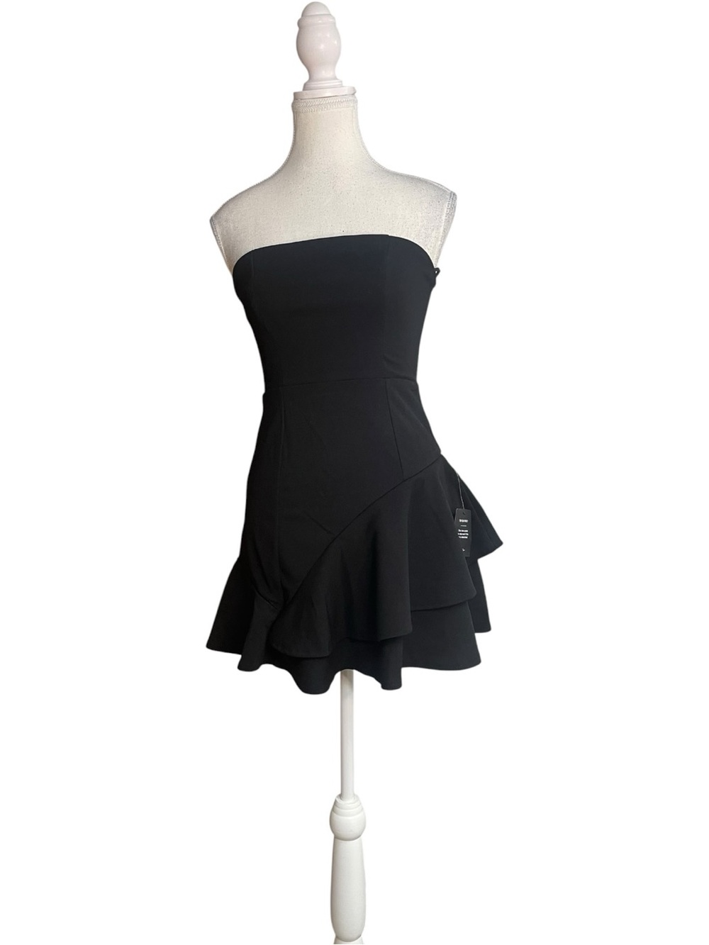 Lulus Sultry Intentions Strapless Ruffle Hem Mini Dress Black